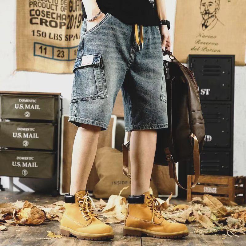 Quần Short Denim, Phong Cách Thường Ngày Mỹ, Quần Mùa Hè Cho Nam, Thiết Kế Ins, Túi Lớn, Ngoại Cỡ, Dáng Rộng Vừa Vặn, Có Thể Mặc Ngoài Trời, Quần Soóc Nam Menswear Jean 2