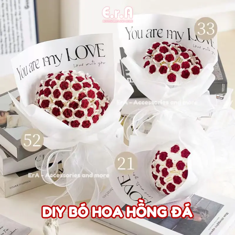 [DIY] Set Tự Làm Bó hoa hồng đá handmade làm quà tặng sinh nhật, tặng Valentine, tặng 8/3 tặng người yêu, mẹ, chị em gái,cô giáo 0