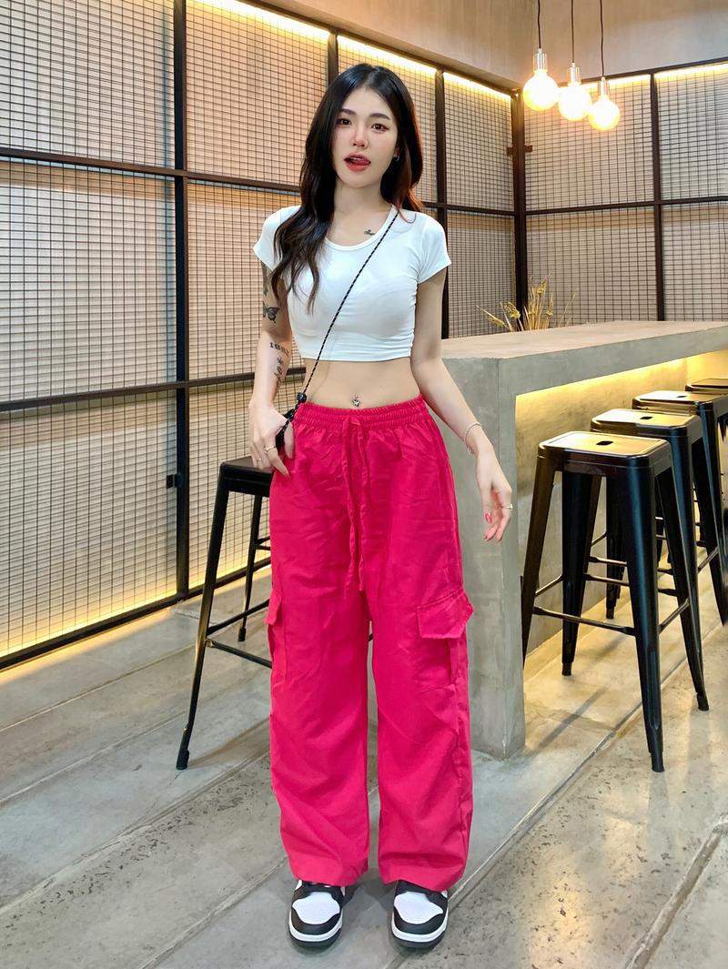 Product Introduction of [Frsud] spinnyhouse free waist cargo pants elastic pocket practical high waist low waist Y2K super slim microfiber pants 15