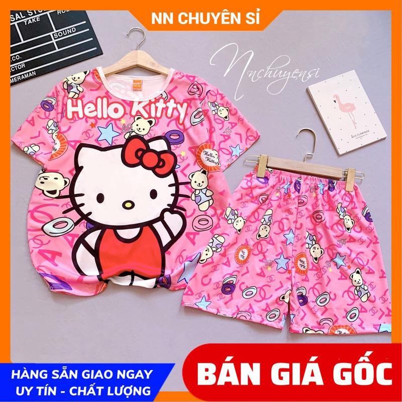 * Đồ bộ bé gái size 7kg đến 70kg chất thun mềm mát in hình hello kitty hoạt hình dễ thương DBRBD FULL SIZE