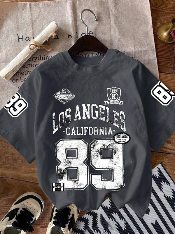 Women's Letter Print Round Neck Tee, Fashion Casual Crew Neck T-Shirt for Daily Holiday Vacation Outdoor Wear, Ladies Clothes for Summer, Top, Womenswear 3