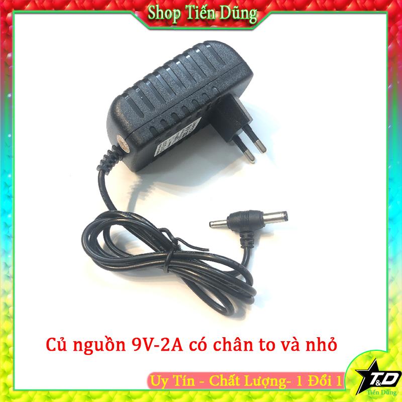 Củ nguồn loa kéo 9v 2a dòng có chân chữ T 2 đầu cắm loại to và nhỏ - Adapter loa kéo 9V-2A chuẩn xịn.