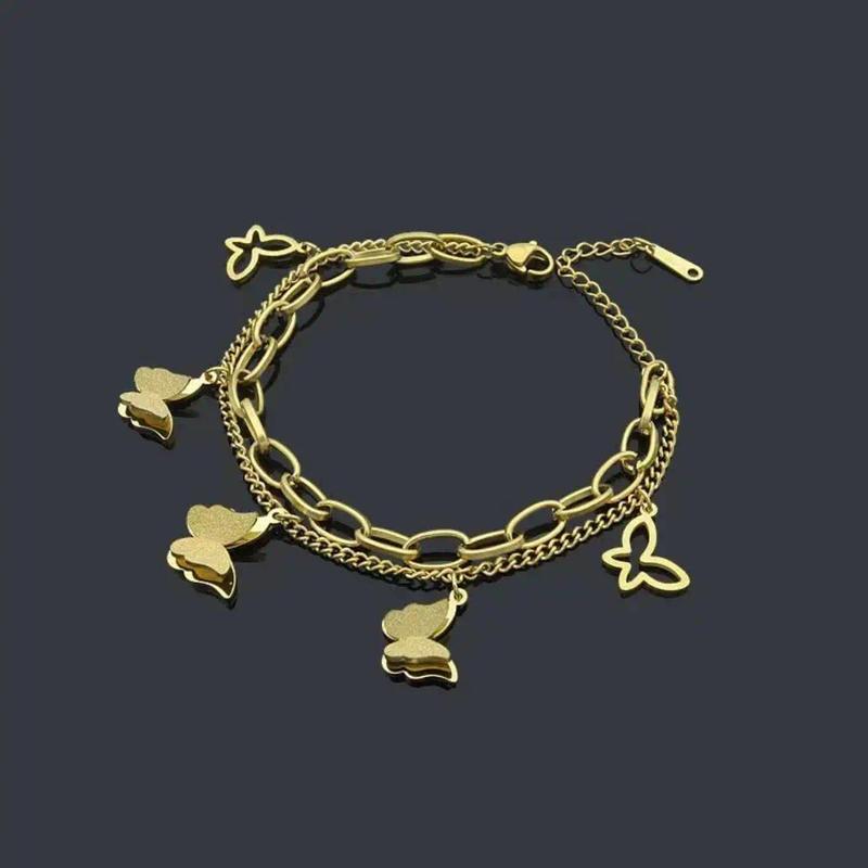 Product Introduction of Stainless Steel Double Layer Butterfly Bracelet For Women Girls Gold Color  Hand Chain New Trendy Party Jewelry Gifts 8