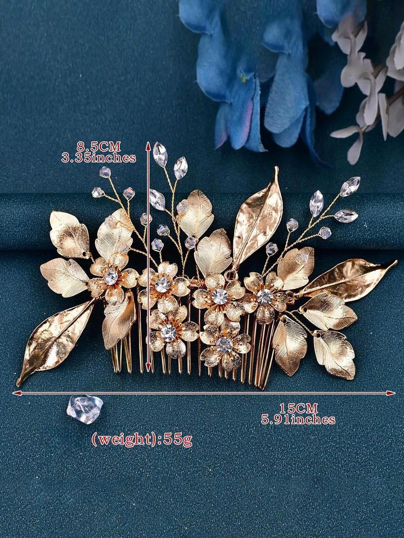 Product Introduction of Elegant Style Artificial Crystal & Flower & Leaf Design Hair Pin,  Exquisite Trendy Hair Pin, Chic Hair Accessories for Wedding Banquet  Party 12