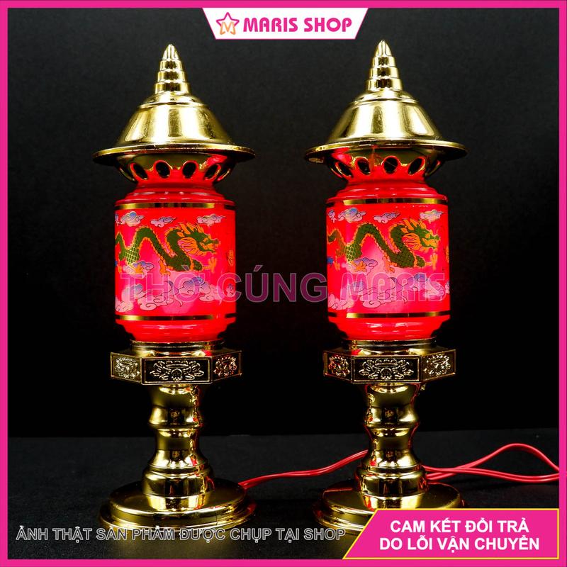 [Giá một cặp] Đèn Thờ Phú Quý Song Long, Dùng Bóng Quả Nhót Dễ Dàng Thay Thế Để bàn Thờ Tài Địa, Bàn Thờ Phật đèn thờ  thần tài đèn  led Decor Decor Phòng