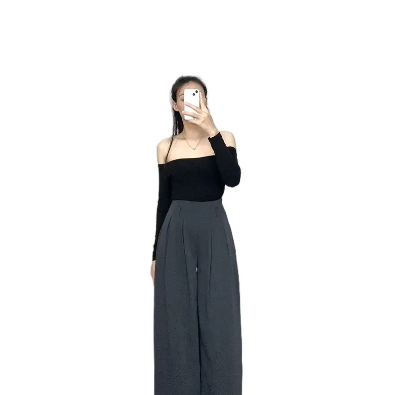 Quần Nữ Ong Ống Xuông Cạp Liền Khoá Sườn Women Kem Pants Đen 3