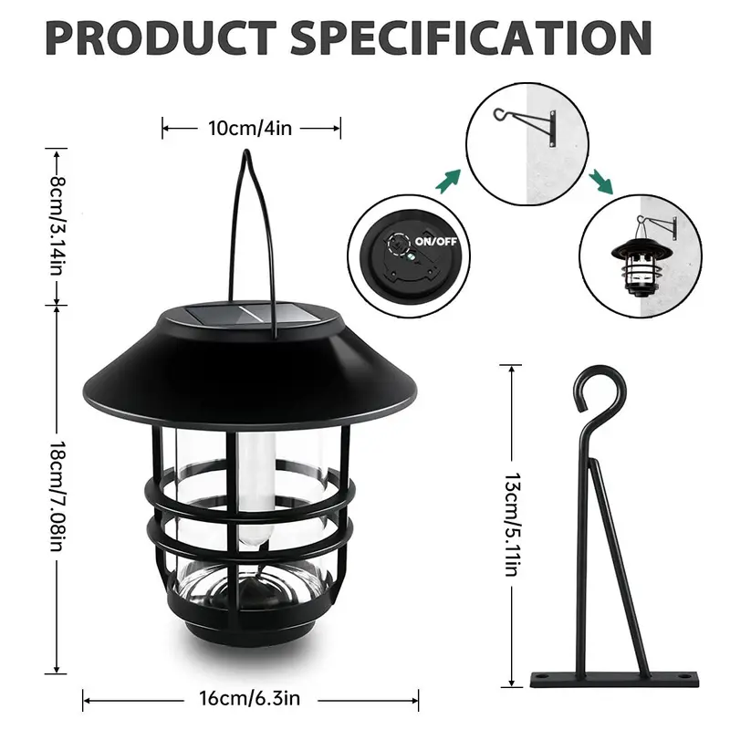 Outdoor Solar Light, Waterproof Hanging Lantern Light, Wall Mounted Light, Wall Fence Patio Porch Yard Home Decorative Light 1