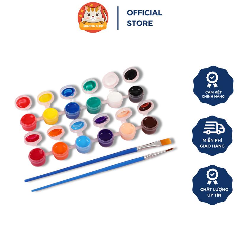 Set 6 - 12 Màu Nước 3ml Kèm Bút Cọ Vẽ Cho Bé Tô Tượng Vẽ Tranh Loại Tốt
