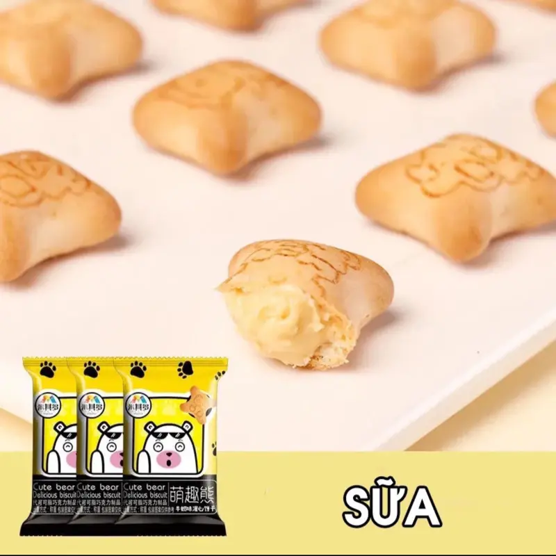 Bánh Gấu Ăn Vặt, Nhân Xu Kem 4 Vị, Nho  (Gói Lẻ 1 Gói ) Socola,bánh Food Snack (TRÊN BAO BÌ CÓ GHI NGÀY SẢN XUẤT/BÁNH CÓ HẠN SỬ DỤNG LÀ 10 THÁNG GHI Ở MẶT SAU BAO BÌ ) KHÁCH ĐỪNG NHẦM LÀ NGÀY HÊT HẠN Ạ ( Về Sll) 7