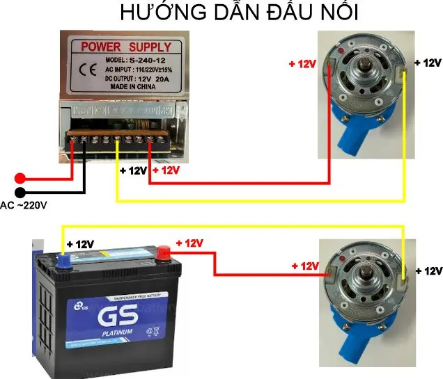 Bơm nước DC12V tiết kiệm năng lượng sử dụng với bình Acquy 3
