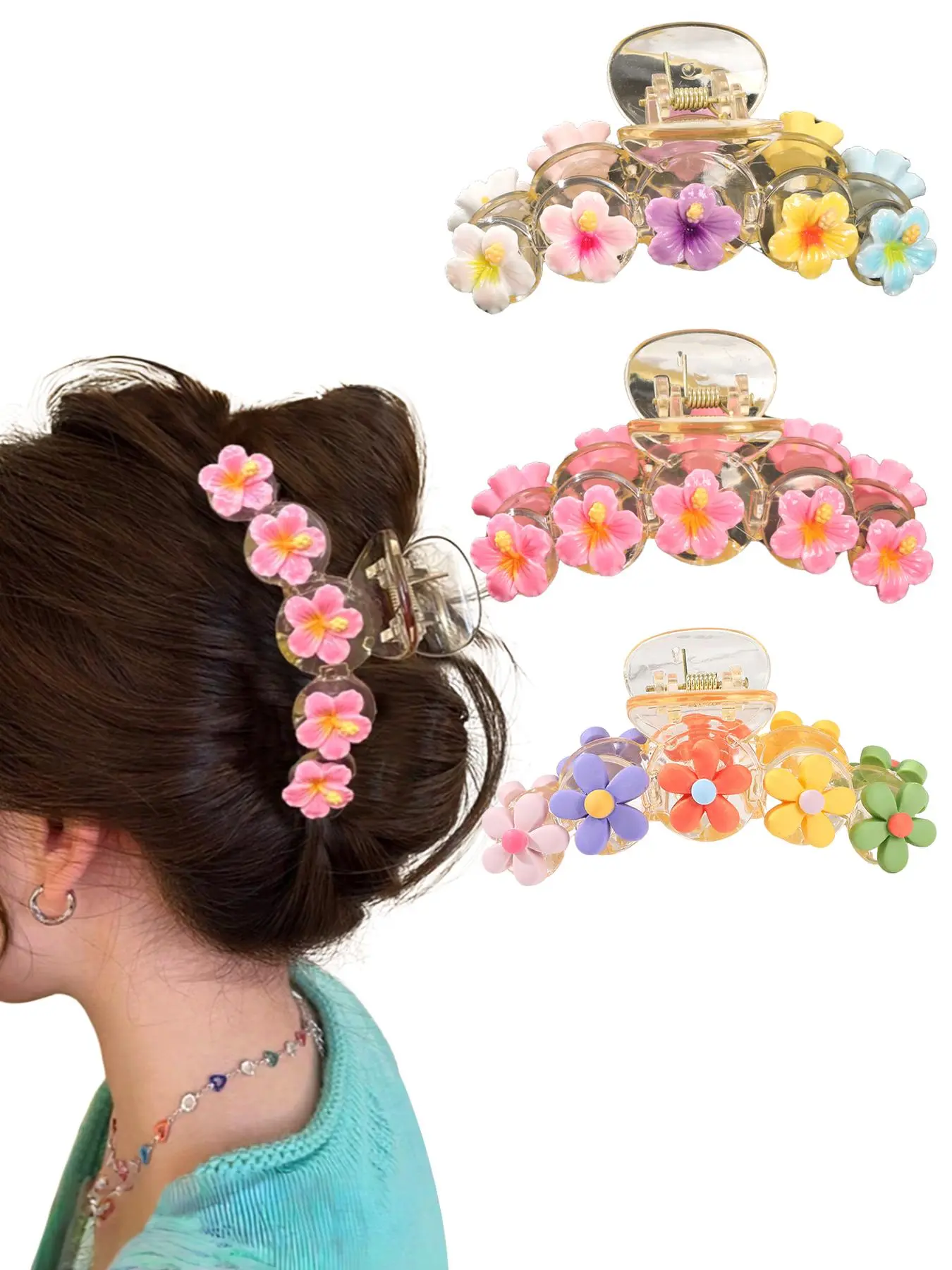 Flower Design Hair Claws,  Fashion Hair Accessories for Women & Girls, Cute Lovely Hairwear for Daily Used