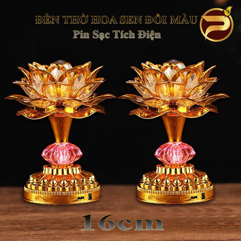 [ PIN SẠC TÍCH ĐIỆN] Đèn Thờ Hoa Sen Đổi Màu Dùng Pin Hoặc Cắm Điện Trực Tiếp