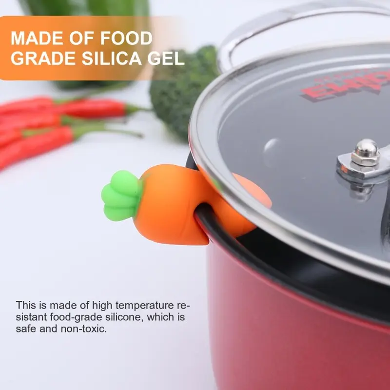 Dụng Cụ Chống Tràn Silicon, Đa Chức Năng, Đồ Dùng Nhà Bếp Hoạt Hình, Giá Chống Tràn Cà Rốt Nhỏ, Dụng Cụ Nấu Ăn 0