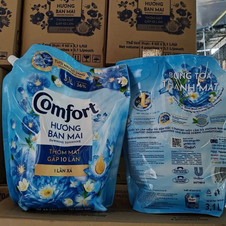 ￼Nước xả vải Comfort một lần xả hương ban mai túi lớn 3.1l