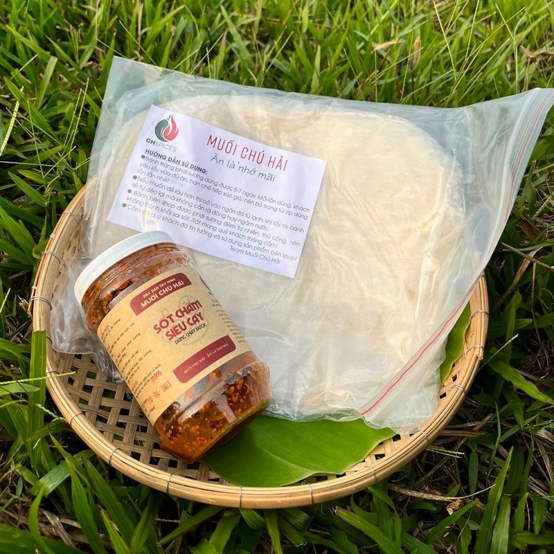 Combo Bánh tráng chấm sốt Chú Hải Sốt Siêu Cay