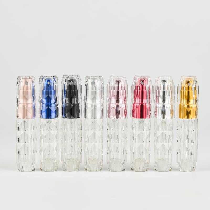 Product Introduction of 5ml Mini Perfume Refillable Bottle Travel Atomizer Alcohol Perfumes, Bottle Filled At The Bottom Directly, Diamond Facet  Spray Bottle Travel 2