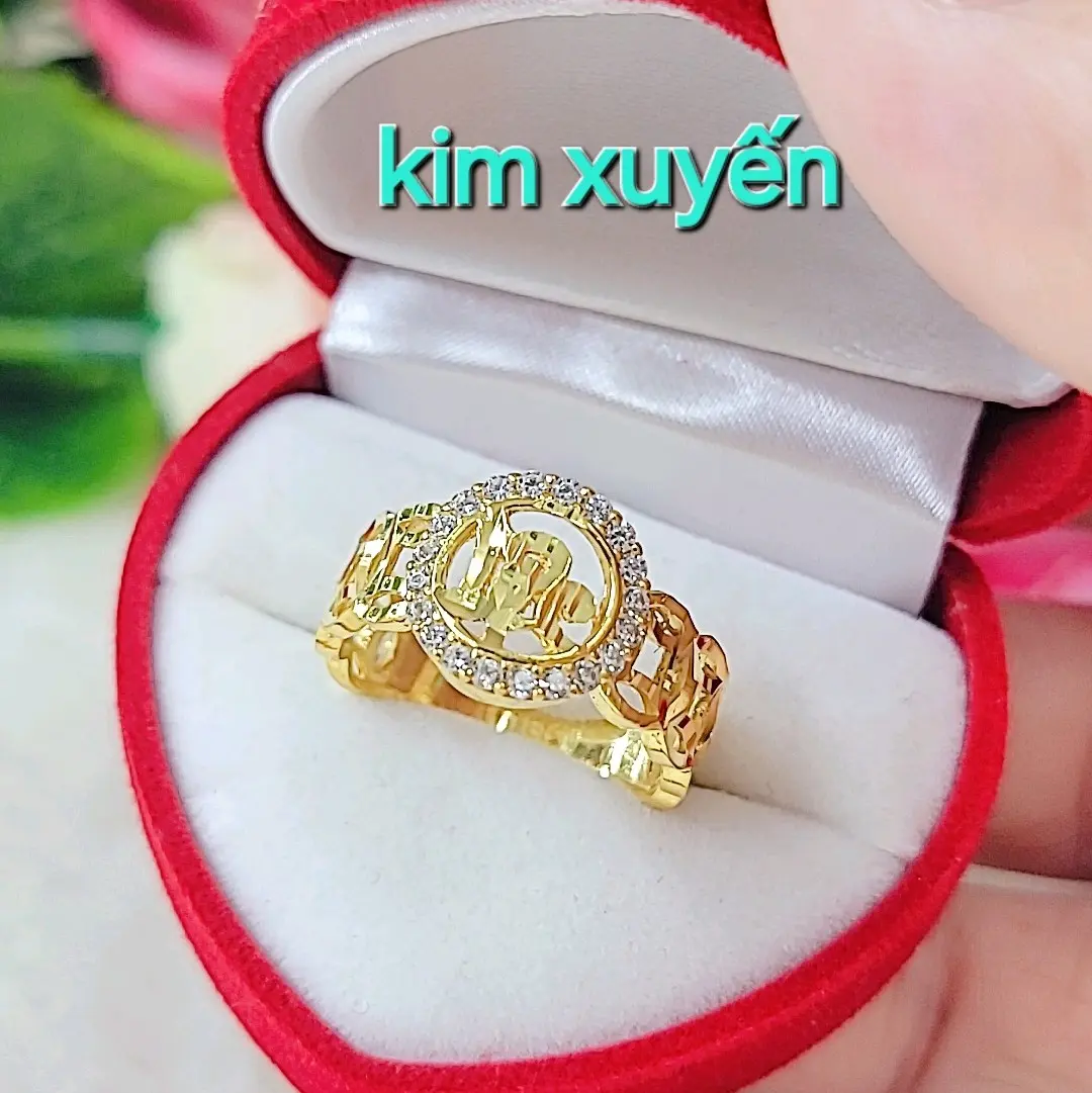 Nhẫn đồng vàng kim tiền chữ lộc màu vàng 610, không phai trắng