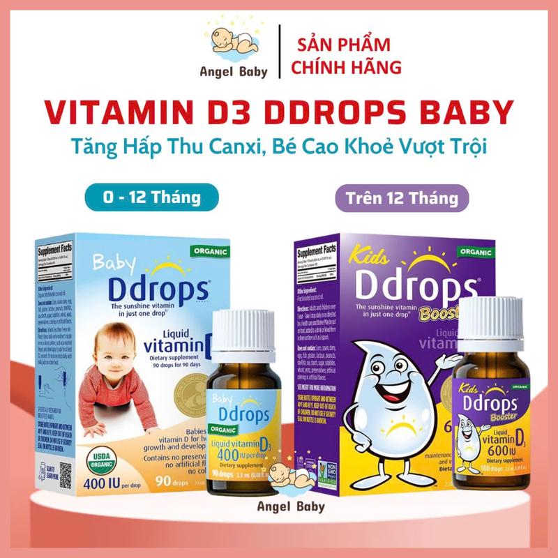 [Date Xa] Ddrops Baby Vitamin D3 cho bé, hỗ trợ hấp thu canxi tốt, giúp bé phát triển chiều cao vượt trội