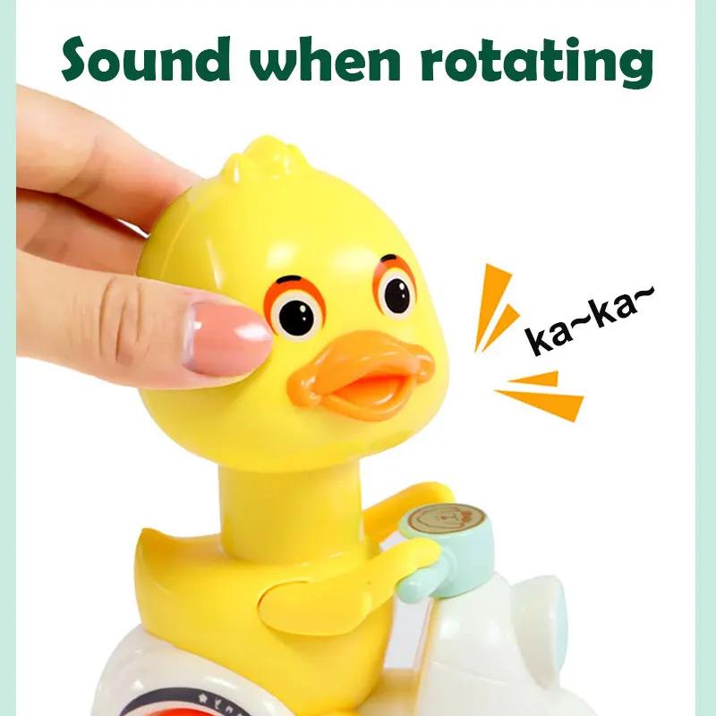 Product Introduction of Manual Pressing Head Free Rotation Cute Duck Press Car Motorcycle Anti-collision And Anti Drop Baby Toys Mini Car For Kids enabot  robot 10