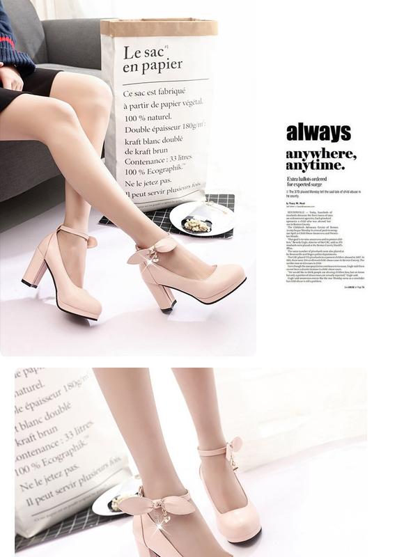Product Introduction of Spring 2024 New Korean Style Sweet Low-Cut Pumps Women's Mid Heel Chunky Very High Heel Shoes with Buckle All-Matching Women's Fashion Shoes 16