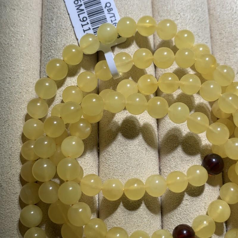 Product Introduction of Natural Gold Honey Beeswax 108 Beads Bracelet Three Rings Four Turns Amber Necklace Wholesale Free Shipping 5