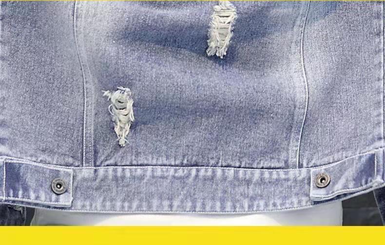 Product Introduction of New Denim Jacket Men's Casual Trendy Men's Denim Jacket Youth Denim Clothing Korean-Style Slim-Fit Light-Colored Jacket Sneaker 19