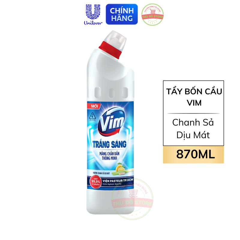  Nước Tẩy Bồn Cầu Vim Trắng Diệt Khuẩn Chanh Sả - Chai 870ML 