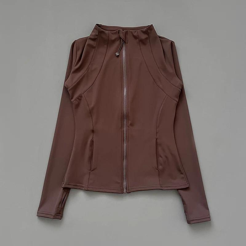 Zip Up Thumbhole Sleeve Sports Jacket with Pockets