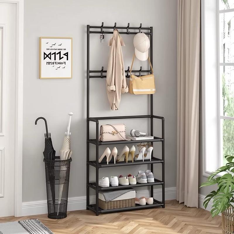 Kệ để giày dép chữ L ống to treo đồ đa năng 4 tầng thép chịu lực tặng kèm 8 móc treo - Kitchen Treo Tường Lắp Ráp