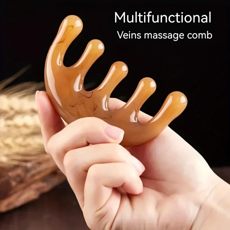 Product Introduction of Heart Shaped Resin Body Massager Gua Sha Board, Five-Tooth Round Head Meridian Scraping Massaging Comb Exfoliating Tool for Skin Care, Facial Head Massage and Relaxation - Ergonomic Design, Gentle on Skin Facial Lift Up 5