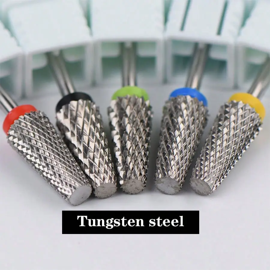 Hypoallergenic Tungsten Steel Nail Drill Bits - Cross & Flat Head for Precision Manicure, Pedicure & Dead Skin Removal Cutics Stainless