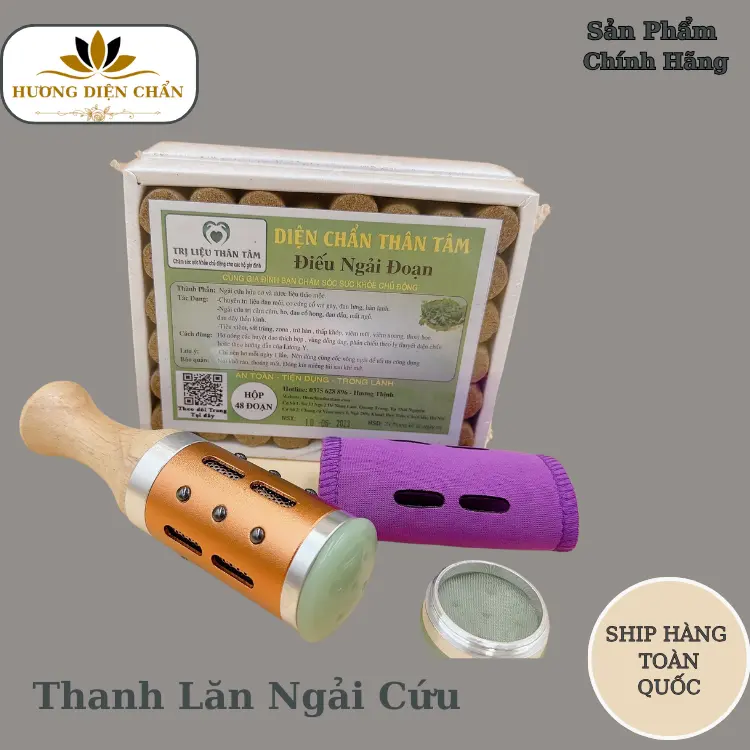 Cây Lăn Ngải Cứu Dụng Cụ Diện Chẩn Mát Xa Đau Vai Gáy tặng kèm 1 hộp ngải đoạn lớn