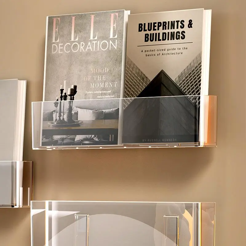 Wall Mounted Book Shelf, 1 Count Clear Book Display Rack, Book Storage Rack, Home Organizer for Living Room Bedroom Study Room 3