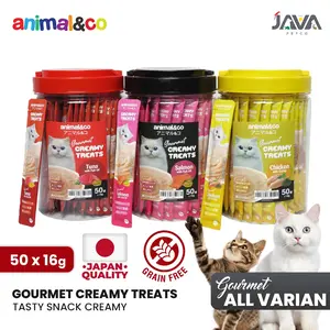 AnimalnCo Gourmet Premium Creamy Treats 16gram 50pcs 1 Toples Snack Kucing Cemilan Kucing Liquid Kucing