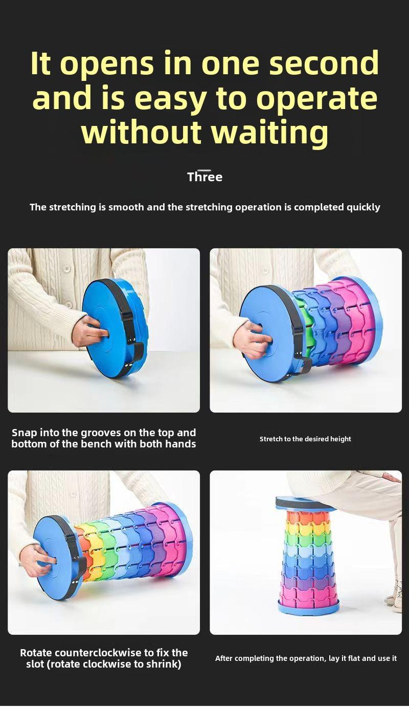 Product Introduction of Outdoor retractable stool Retractable portable stool Outdoor camping line small chair adjustable ultra light fishing stool 9