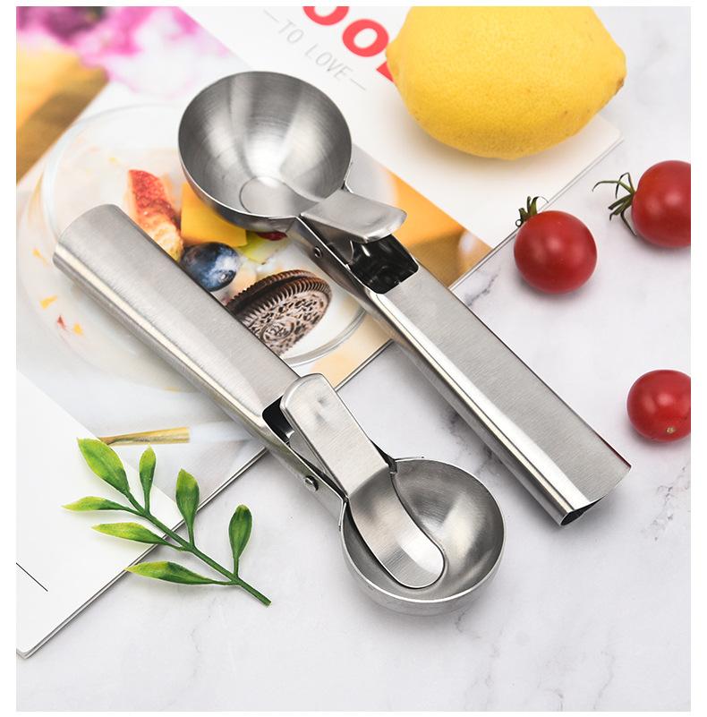 Product Introduction of Stainless Steel Multifunctional Iced Cream Spoons Non-Stick Fruit Ice Ball Maker Watermelon Ice Cream Spoon Tool Sugar Spoons 8