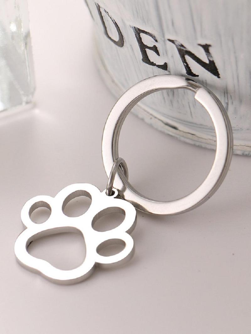 Product Introduction of Fashion Hollow out Puppy Paw Design Keychain, Stainless Steel Keychain for Men & Women for Daily Clothing Decor, Trendy All-match & Exquisite Keychain for Birthday Gift 12