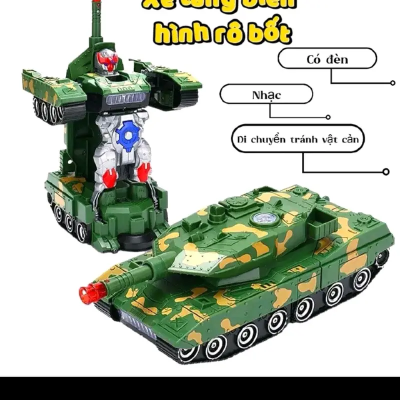 Đồ Chơi Xe Tăng Biến Hình Robot Tự Động Có Đèn Và Nhạc Bộ quà tặng cho bé Toy 0