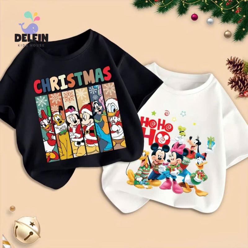 Áo thun bé gái, bé trai ngắn tay Noel Merry Christmas Delfinkid cotton 4 chiều chính phẩm từ 10-30kg 8
