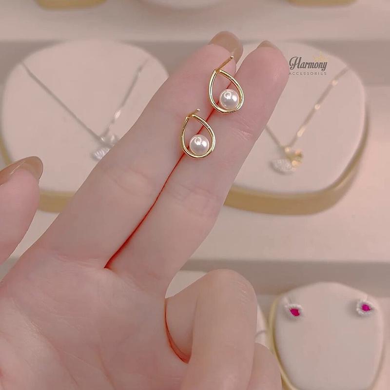 Product Introduction of Khuyên tai bạc nữ S925 đính hạt viền xi vàng 14k Cara | TRANG SỨC BẠC HARMONY K271 12