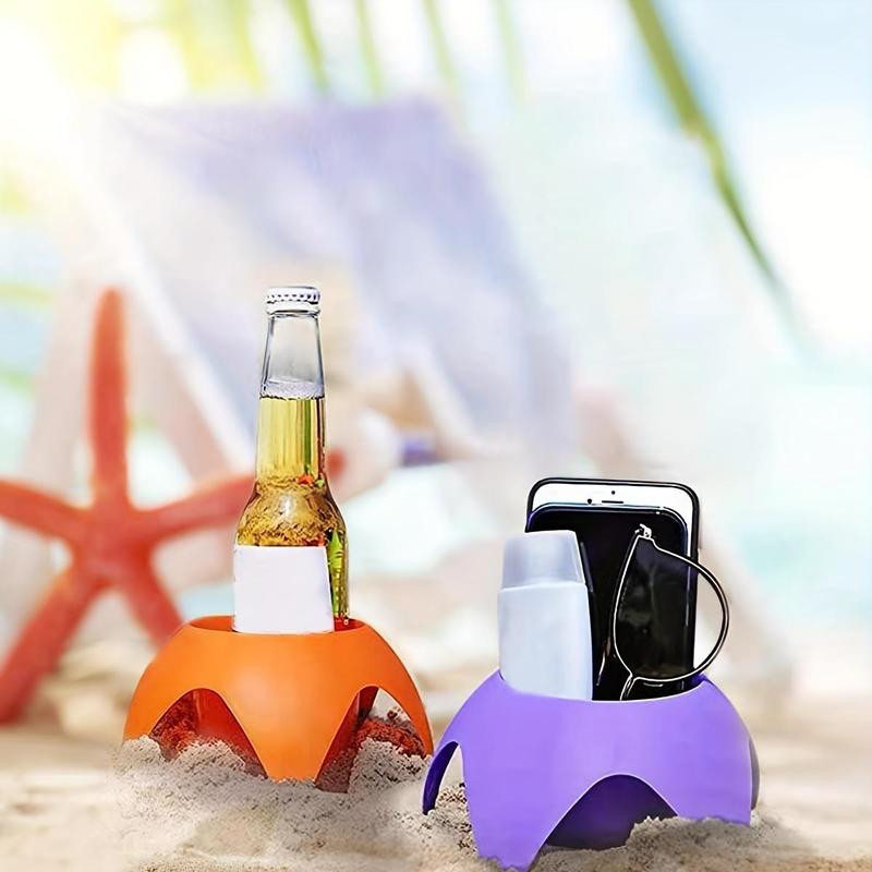 Multifunctional Beach Cup Holder, Bottle Holder, Creative Beach Holder for Beer, Beverage, Phone, Sun Glasses, Key 8