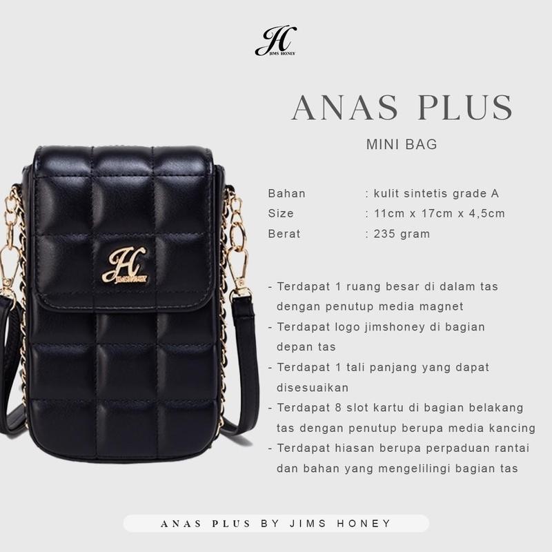Anas Mini Bag Jims Honey Tas Selempang Bahu HP Wanita Elegan Polos Kulit PU 8