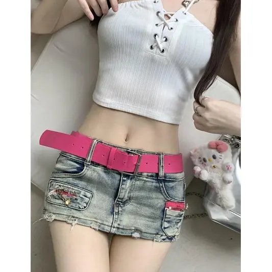 Váy Denim Nữ, Thời Trang Đa Năng, Gợi Cảm, Cạp Thấp, Hông