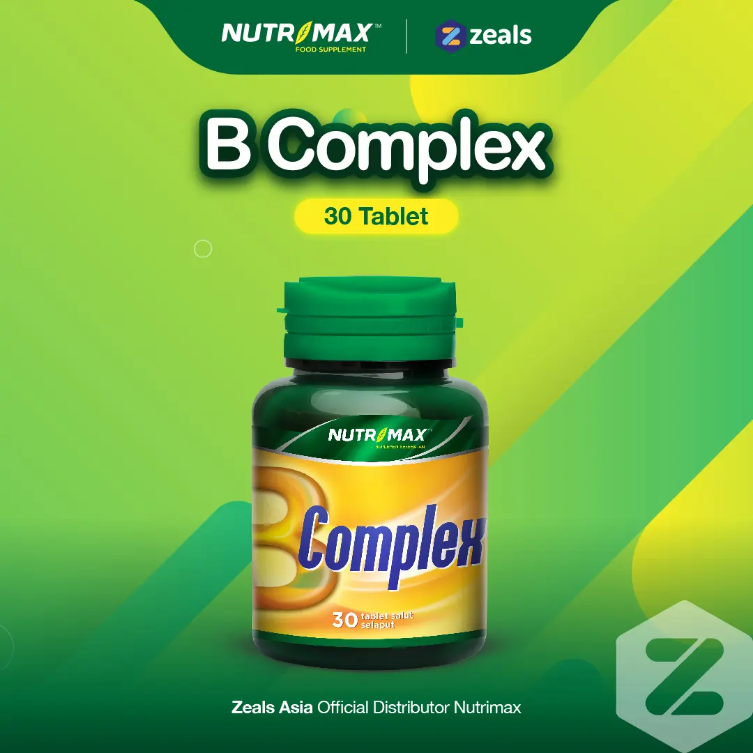 Nutrimax B Complex 30 Tablet Vitamin B Nutrisi Otak Sistem Saraf syaraf Neutropik Anemia