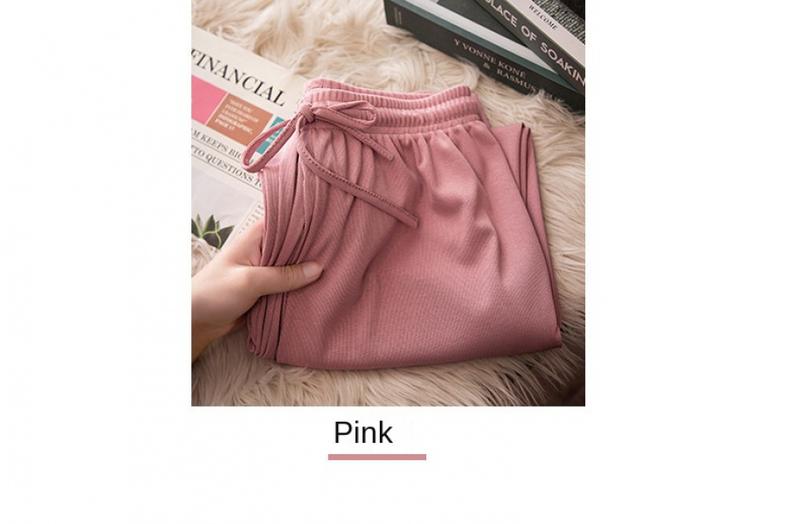 Product Introduction of Ice Silk Wide-Leg Pants Women's 2024 Summer Thin High Waist Drooping Slim Anti-Mosquito Casual Loose Straight Mop Trouser Womenswear Bottom Lingerie 4