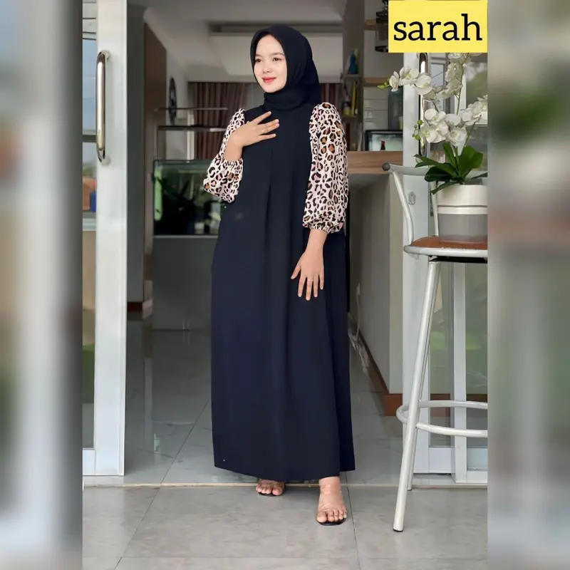SARAH DRESS GAMIS/ CRINGKLE / KOMBINASI RAYON / BUSUI 1