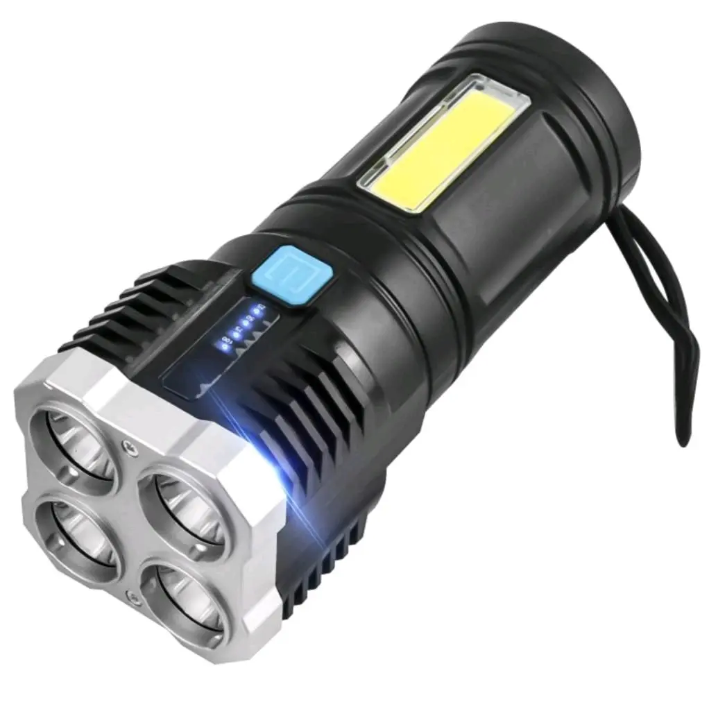 Senter L19 Led Swat COB 4mata Super Terang USB L-19