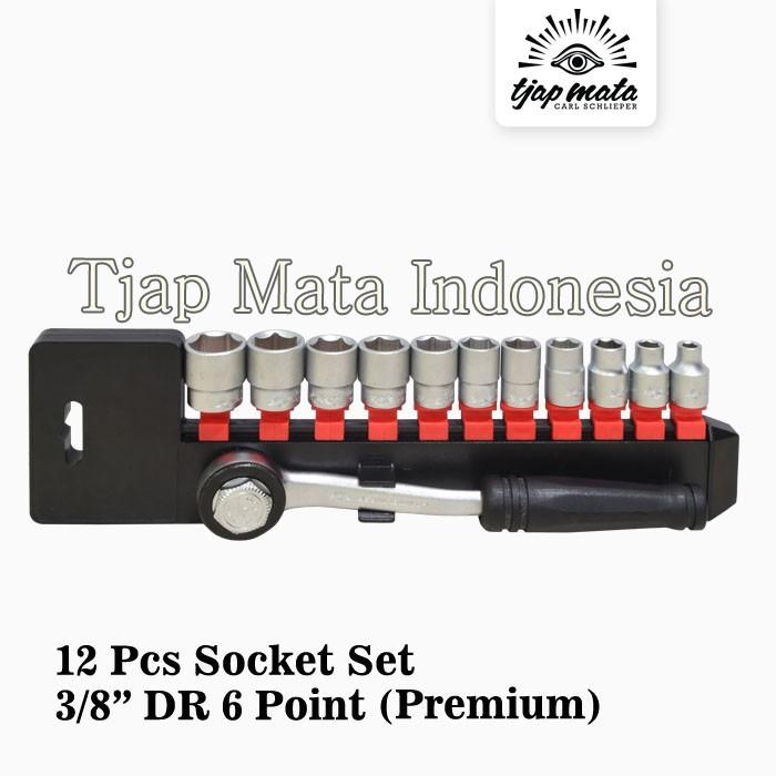 Gambar TJAP MATA / CAP MATA 12 Pcs Socket Set 3/8" DR - 6 Point (Premium) dari Tjap Mata Indonesia Kota Administrasi Jakarta Pusat Tokopedia