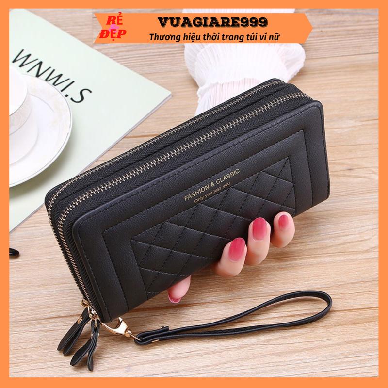  Ví nữ dáng dài 2 khóa cầm tay giá rẻ nhiều ngăn có khóa kéo đựng tiền điện thoại thời trang cao cấp VD33 