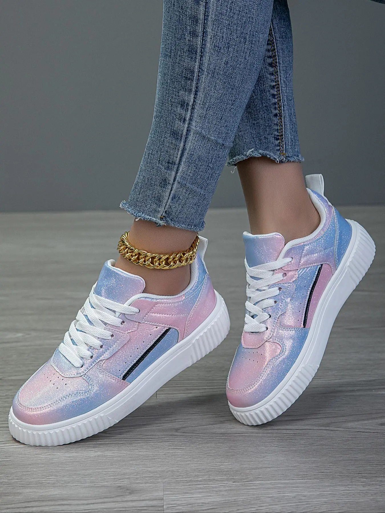 Women's Lace-up Fashion Colorful Fluorescent Ultralight EVA Sneakers